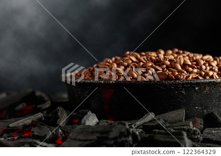 Roasting coffee beans. Roasting coffee beans. 122364329