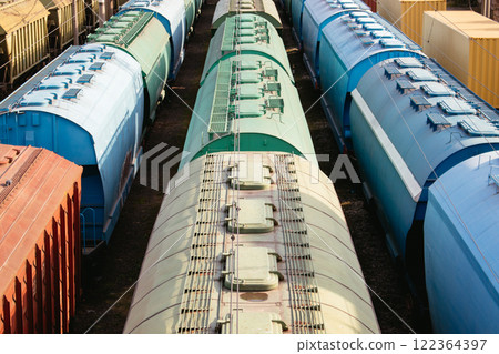 A train with many cars A train with many cars 122364397