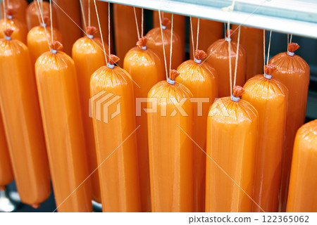 Sausages packed at factory Sausages packed at factory 122365062
