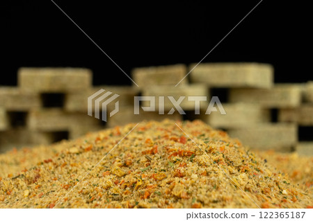 Instant bouillon and spice mix in cubes and powder 122365187