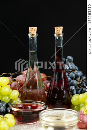 White Wine Vinegar and Red Wine Vinegar in Vinegar Bowls. White Wine Vinegar and Red Wine Vinegar in Vinegar Bowls. 122365210