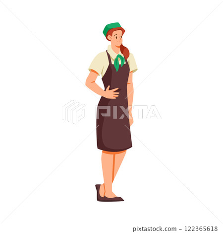 Woman Supermarket Employee and Worker Standing Vector Illustration Woman Supermarket Employee and Worker Standing Vector Illustration 122365618