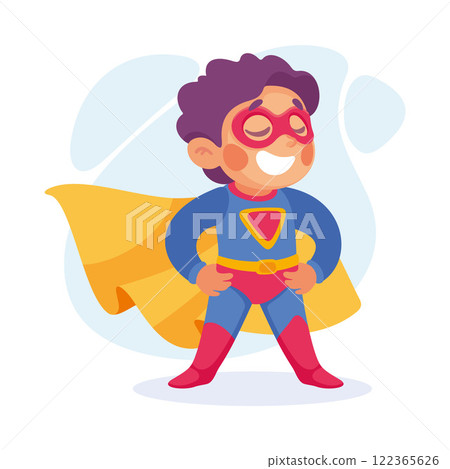 Happy Boy Superhero Wearing Colorful Costume Vector Illustration 122365626