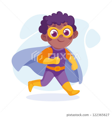 Happy Boy Superhero Wearing Colorful Costume Vector Illustration 122365627