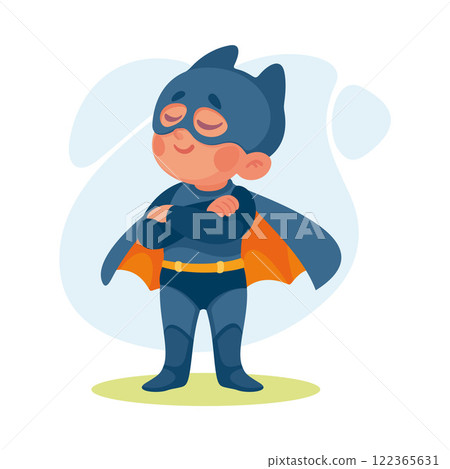 Happy Boy Superhero Wearing Colorful Costume Vector Illustration 122365631