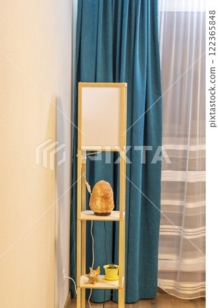 Shot of the decorative, stylish shelf in the apartment 122365848