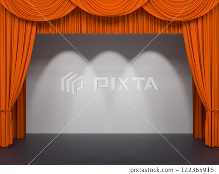 Luxury stage or windows curtains, realistic 3D illustration Luxury stage or windows curtains, realistic 3D illustration 122365916