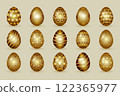 Set of golden luxury Easter eggs 122365977