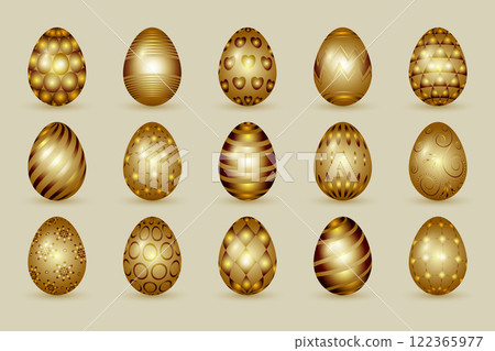 Set of golden luxury Easter eggs Set of golden luxury Easter eggs 122365977