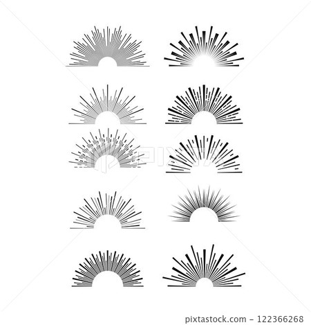 Sun icon, sunburst vector illustration element for design 122366268
