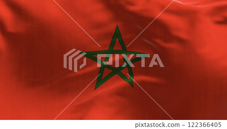 Close-up of Morocco national flag waving in the wind Close-up of Morocco national flag waving in the wind 122366405