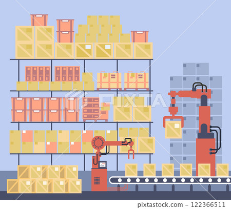 Controlling conveyor belt line, robotic hands, factory automation production, manufacturing process, automated sorting 122366511