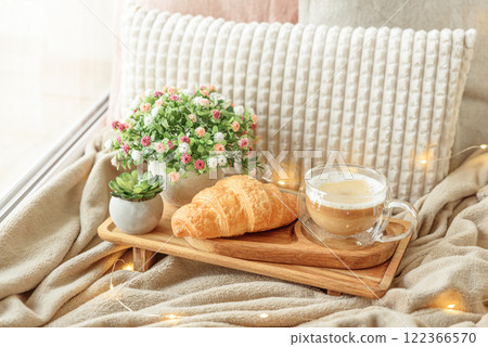 Cozy Morning: coffee with croissant Cozy Morning: coffee with croissant 122366570