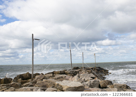 Marine landscape Lamppost on the pier Marine landscape Lamppost on the pier 122366681