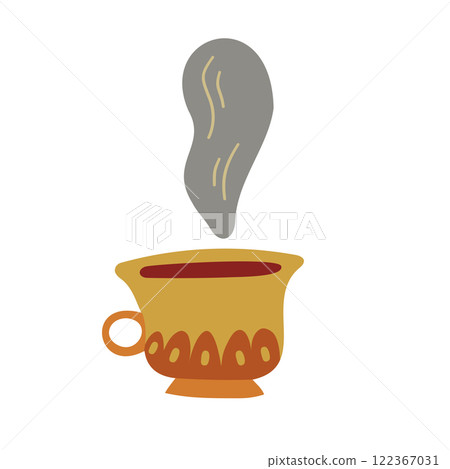 A steaming cup. Cozy mood. 122367031