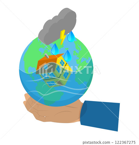 3D Isometric Flat Vector Illustration of Climate Change, Global Warming. Item 8 122367275