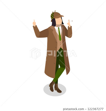 3D Isometric Flat Vector Set of Funny Detective Characters, Investigating Agency. Item 5 122367277