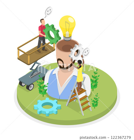 3D Isometric Flat Vector Illustration of Effective Smart And Green Solutions, Sustainable Project Development. Item 3 122367279