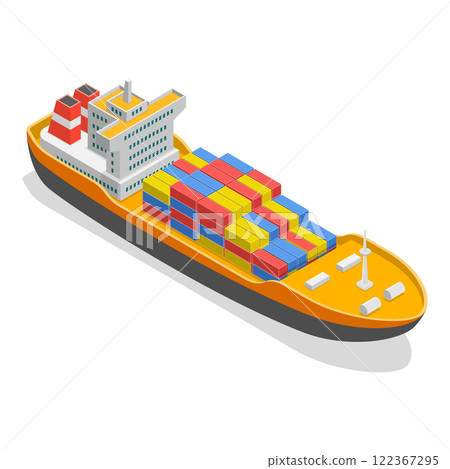 3D Isometric Flat Vector Set of Maritime Ships, Water Transportation Boats. Item 4 3D Isometric Flat Vector Set of Maritime Ships, Water Transportation Boats. Item 4 122367295