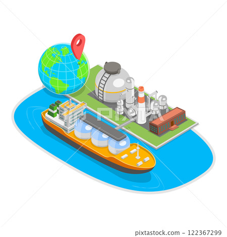 3D Isometric Flat Vector Illustration of Oil Transporting, Petroleum Industry. Item 1 3D Isometric Flat Vector Illustration of Oil Transporting, Petroleum Industry. Item 1 122367299