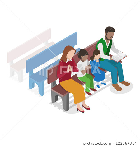 3D Isometric Flat Vector Illustration of Christian Rituals, Faith in the Higher Power. Item 2 3D Isometric Flat Vector Illustration of Christian Rituals, Faith in the Higher Power. Item 2 122367314