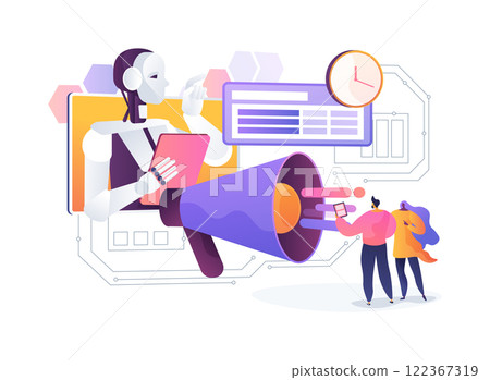 AI-Enhanced Real-Time Marketing abstract concept vector illustration. 122367319