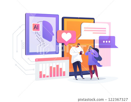 AI-Enhanced Social Media Listening abstract concept vector illustration. 122367327
