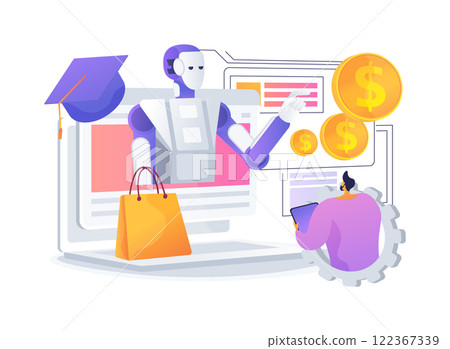 AI-Enhanced Sales Training abstract concept vector illustration. AI-Enhanced Sales Training abstract concept vector illustration. 122367339