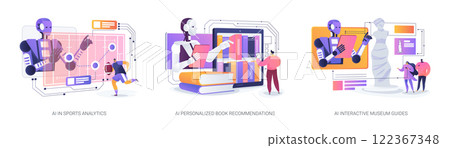 AI Elevating Sports, Reading, and Culture abstract concept vector illustrations. AI Elevating Sports, Reading, and Culture abstract concept vector illustrations. 122367348