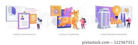 AI in Healthcare and Daily Life abstract concept vector illustrations. AI in Healthcare and Daily Life abstract concept vector illustrations. 122367351