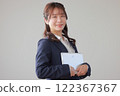 Business woman holding a tablet with both hands_1 122367367