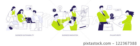 Corporate goals and values abstract concept vector illustrations. 122367388