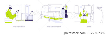Automated guided vehicles abstract concept vector illustrations. 122367392