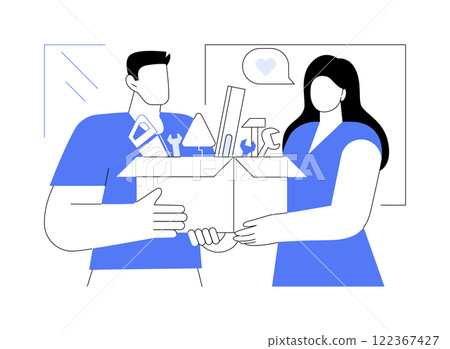 Tool donation isolated cartoon vector illustrations. Tool donation isolated cartoon vector illustrations. 122367427