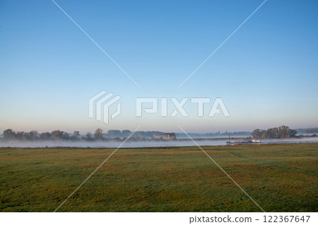Morning Mood at the Elbe Bridge, Doemitz, Germany 122367647