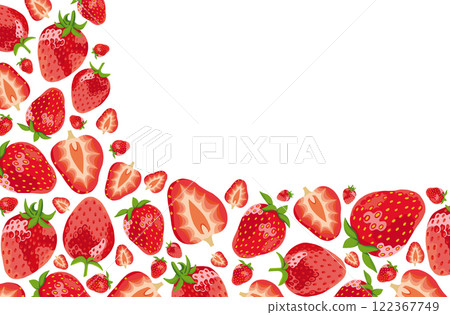 3D Realistic Strawberries Vector Banner with Your Text Place on White Background 122367749
