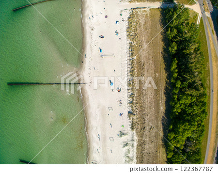 Groynes on the beach at Zingst, Mecklenburg-West Pomerania, Germany 122367787