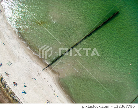 Groynes on the beach at Zingst, Mecklenburg-West Pomerania, Germany 122367790