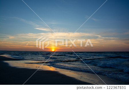 Sunset at Zingst Beach, Darss, Germany 122367831