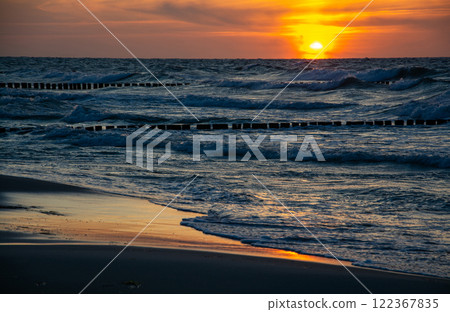 Sunset at Zingst Beach, Darss, Germany 122367835