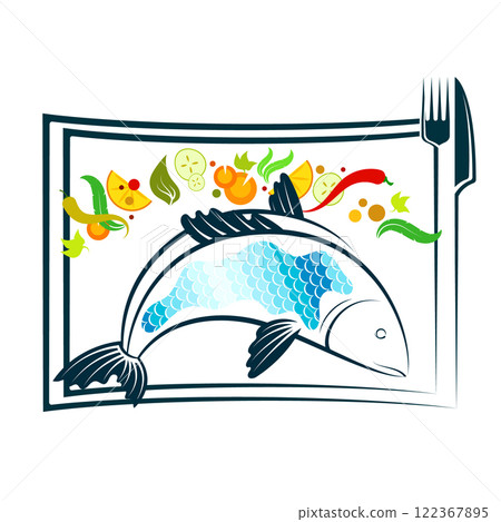 Fish on plate with spices Fish on plate with spices 122367895