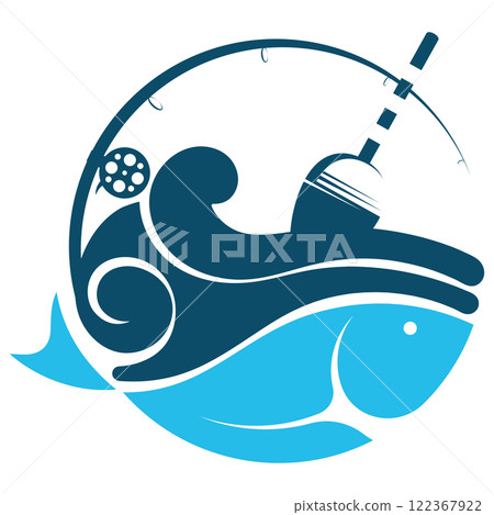 Fish on the wave and float 122367922