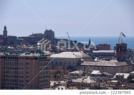 Aerial view of Genoa with some wellknown landmarks Aerial view of Genoa with some wellknown landmarks 122367993