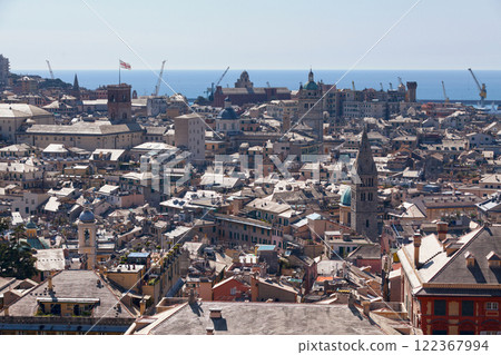 Aerial view of the Santa Maria delle Vigne and the Church of Saint Maria Maddalena in Genoa 122367994