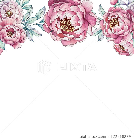Soft pink peonies in watercolor blend beautifully with vibrant greens, creating an elegant floral arrangement bursting with charm and artistry template, background Soft pink peonies in watercolor blend beautifully with vibrant greens, creating an elegant floral arrangement bursting with charm and artistry template, background 122368229