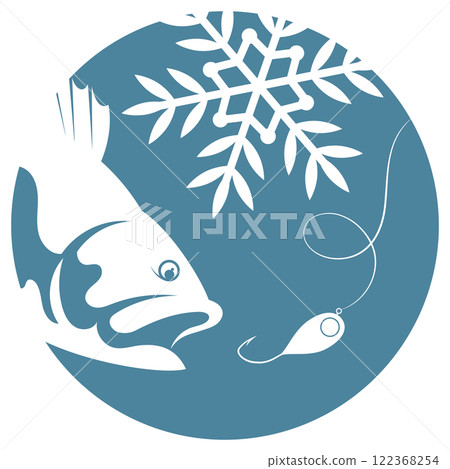 Fish snowflake tackle symbol winter fishing Fish snowflake tackle symbol winter fishing 122368254