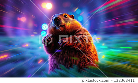 The groundhog animal, or a woodchuck. A rodent. 122368411