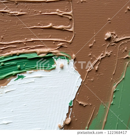 Oil painting background with random chaotic brush strokes. Artistic texture in natural earth tones. 122368417