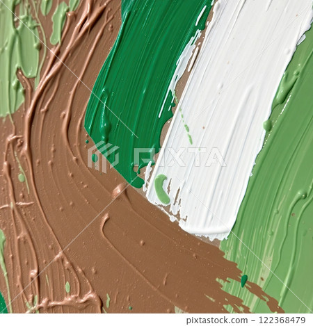 Oil painting background with random chaotic brush strokes. Artistic texture in natural earth tones. 122368479