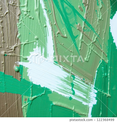 Oil painting background with random chaotic brush strokes. Artistic texture in natural earth tones. 122368499